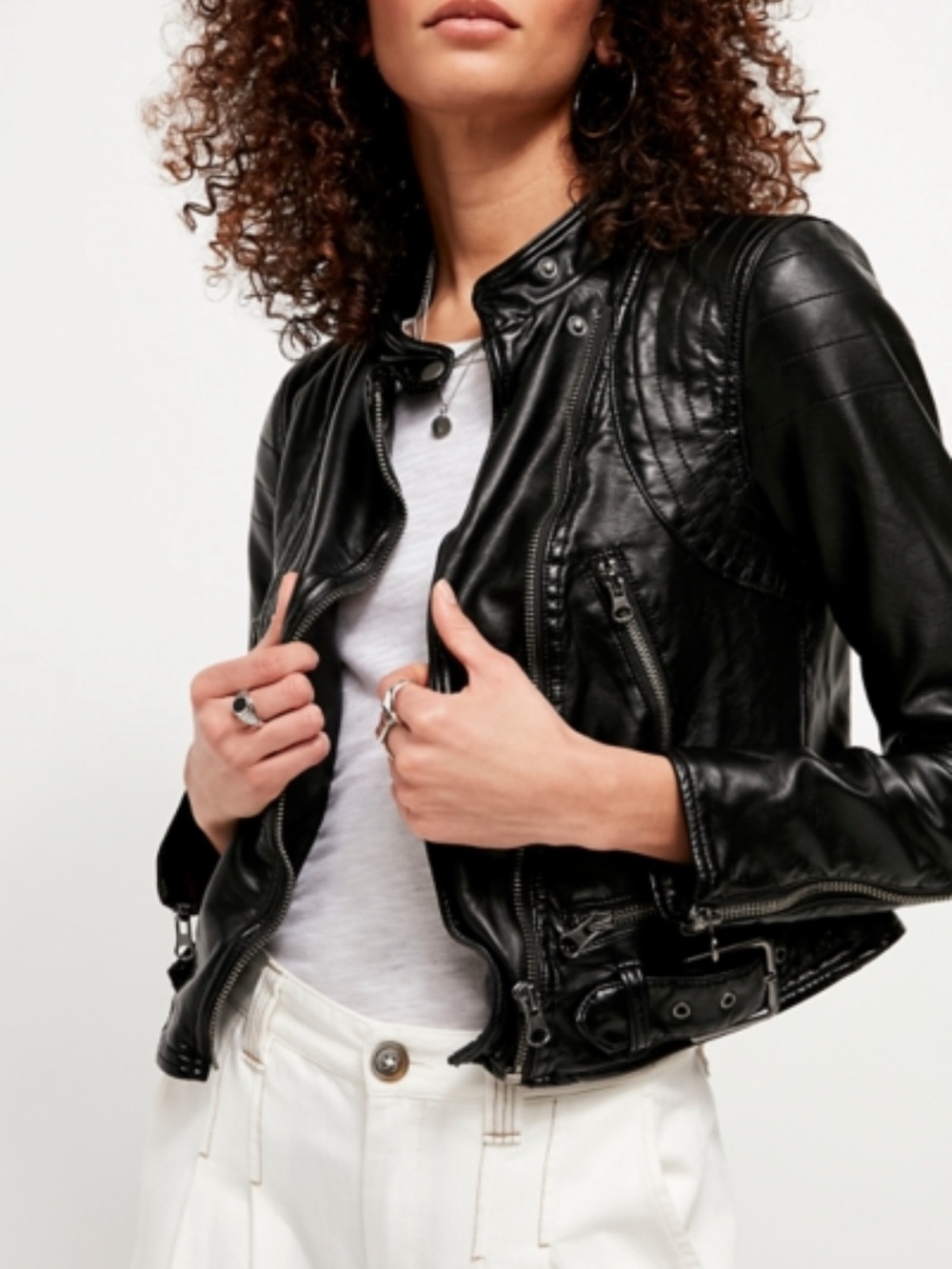 We The Free Black Heartbreaker Vegan Moto Jacket